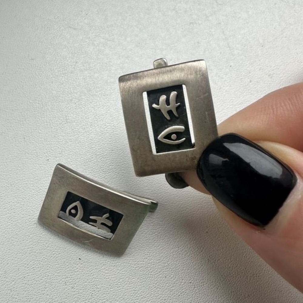 Silver Rectangular earrings 925 with original Design